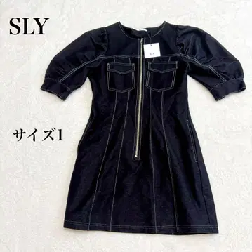 SLY GATHER SLEEVE ZIP 숏 원피스 블랙
