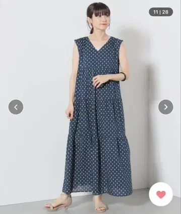 빔즈 하트 개더 티어드 롱 원피스