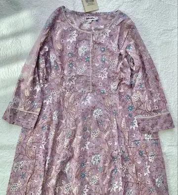 F1 택 포함 새상품 Fabindia 핸드 블록 프린트 롱 원피스