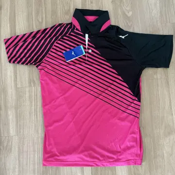 Mizuno 스트라이프 피케 셔츠 M 핑크/블랙 새상품