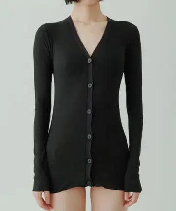 yo BIOTOP Sheer rib V cardigan BLACK