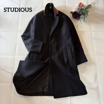 STUDIOUS 네이비 코트 롱 체스터 코트 남성용 아우터