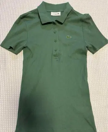 LACOSTE 라코스테 타이트 핏 리브 니트 피케 셔츠 그린
