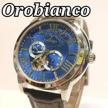 레어 Orobianco 오토매틱 OR-0035A 블루 블랙 손목시계