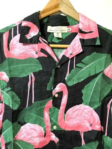 L.O.G.G. 플라밍고 패턴 알로하 셔츠 S H&M
