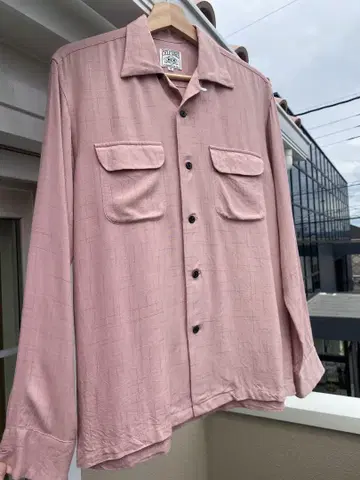 50년대 레이온 셔츠 복각 핑크 카스리