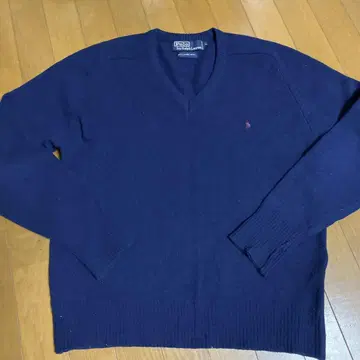 Ralph Lauren 울 니트 스웨터 V넥 네이비 90s
