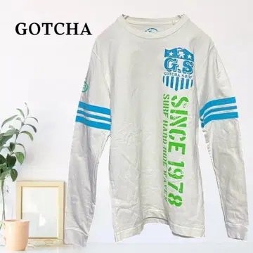 zB544 [ M ] GOTCHA 칼리지 로고 컷오프 링거 넥 티셔츠