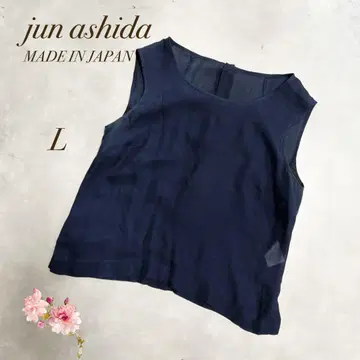 jun ashida / 시어 슬리브리스 블라우스 실크 100% 일본제 L