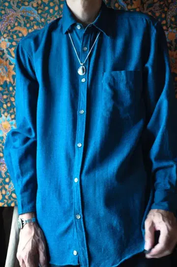 엠마누엘 웅가로 Paris indigo 울 셔츠 남성용 M