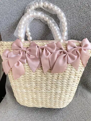 Maison de FLEUR 펄 핸들 메이즈 리본 카고바 핑크