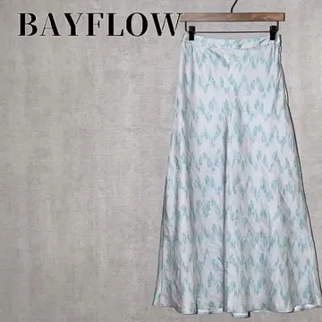 BAYFLOW 소프트 머메이드 글라스 스커트 새틴 헤링본 무늬 백 밴딩