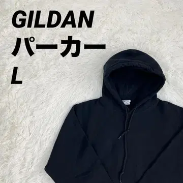 블랙 후드 부착 후드티 메시지 프린팅 GILDAN 남녀 공용