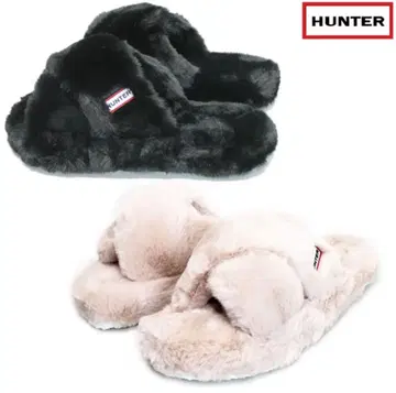 새상품급 HUNTER 헌터 샌들 블랙 퍼 FLATFORM