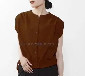 새상품급 Tiara 티아라 개더 셔츠 블라우스 멜로즈 브라운