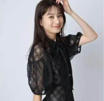 [미사용 새상품] 리랜드트루 웨이브 체크 블라우스