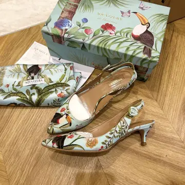 레어 Aquazzura x De Gournay 자수 펌프스 38.5