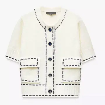 [ 새상품급 ] ZARA 스티치 숏 슬리브 니트 자켓 S 사이즈