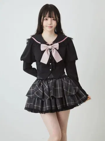 Ank Rouge 앙크루즈 체크 플레어 개더 치마바지 스커트