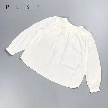PLST 하이넥 턱 개더 긴팔 블라우스 화이트 사이즈 S*FD98