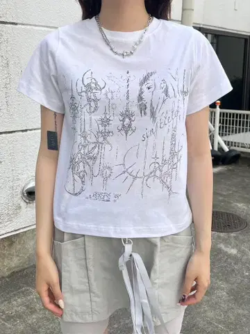 [ nmtc + ] tattoo 크롭 티 (2color)