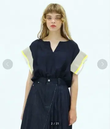 bedsidedrama Rib sleeve short 블라우스