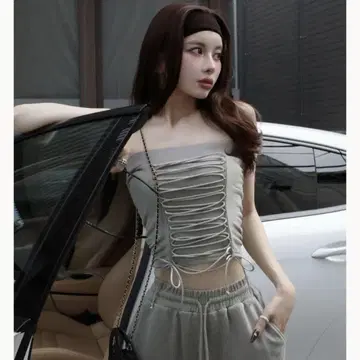다리치 레이스업 개더 맨투맨 상의(KHA)