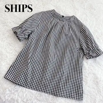 SHIPS 쉽스 깅엄 체크 풀오버 프릴 소매