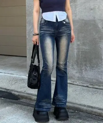 [XU DOG] studs 플레어 데님 팬츠 블루
