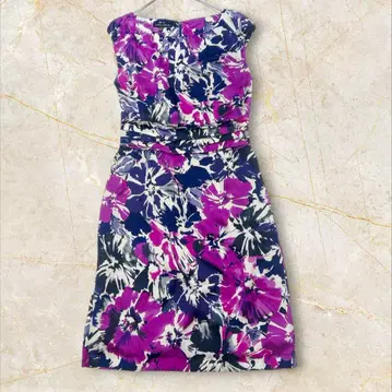 Laura Ashley 로라 애슐리 꽃무늬 원피스 슬리브리스 보라색