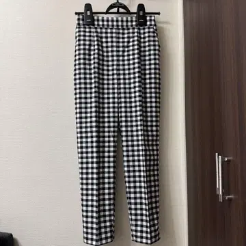 ZARA 하이웨스트 팬츠 깅엄 체크 블랙 화이트 바이컬러 M