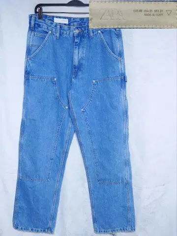 ZARA 더블니 스트레이트 와이드 데님 청바지