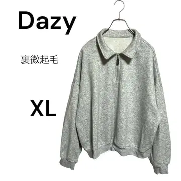 Dazy 하프 지퍼 맨투맨 XL 뒷면 미세 기모 루즈핏 캐주얼 그레이
