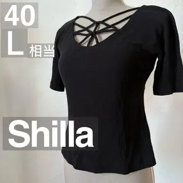 Shilla | 스트랩 디자인 블랙 티셔츠 L 상당 40 반팔
