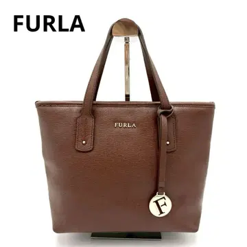FURLA 훌라 핸드백 브라운 골드 금장 장식 로고 참 포함