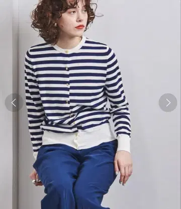 UNITED ARROWS 보더 크루넥 가디건