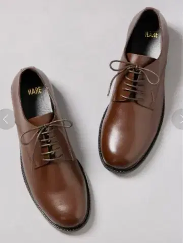 HARE 새상품급 가죽 플레인 토 슈즈 브라운 M 사이즈 26.5cm