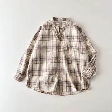 새상품급 모리스 앤 선즈 체크 밴드 카라 돌먼 슬리브 셔츠 일본제