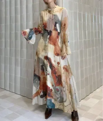 ANERI UNDRESSED AMELIA INK ART DRESS
