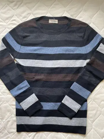 RYKIEL HOMME 보더 울 니트 네이비 계열