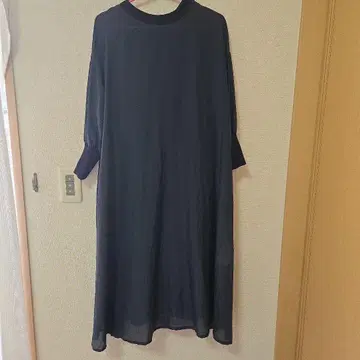 네이비 셔츠 원피스 롱