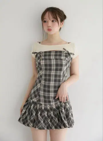 andmary Karen check mini dress/M