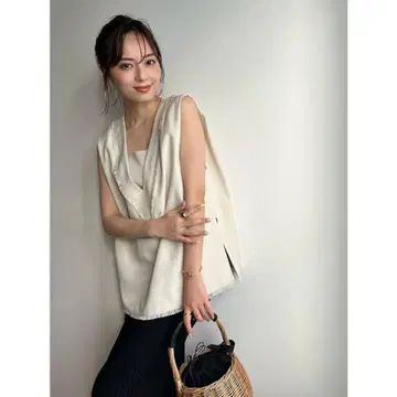 아뉴앙스 anuans 린넨 라이크 V넥 베스트 LIGHT BEIGE