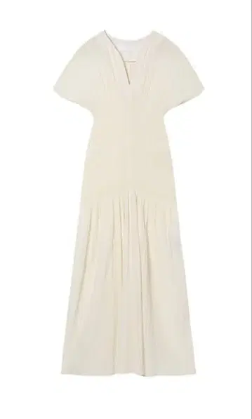마메쿠로구치 Stripe Shirring Jacquard Dress
