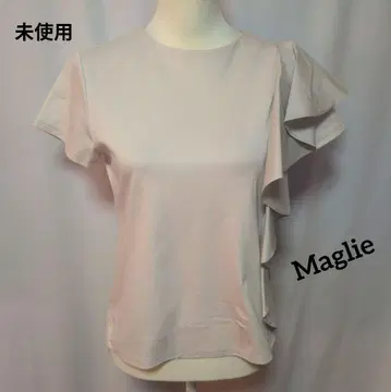 미사용 Maglie 프릴 라이트 핑크 반팔 티셔츠