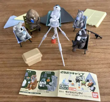 BANDAI 동물 캠핑 5개 세트 가챠 피규어 고양이 늑대