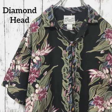 C2320 Diamond Head 90년대 알로하 셔츠 블랙 하와이 생산