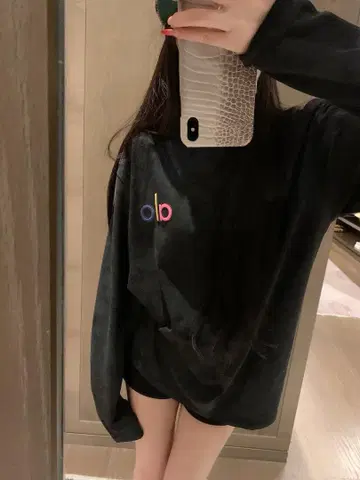 alo 로고 긴팔 티셔츠 블랙 M
