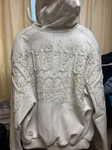 pellepelle 화이트 가죽 자켓 46