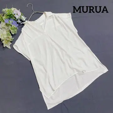 MURUA 무루아 화이트 슬리브리스 블라우스 셔츠 상의